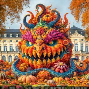 Colossal pumpkin transformed into art at Germany's Ludwigsburg Pumpkin Festival