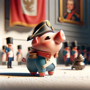 Stylized pig in French backdrop, reflecting law against Naming a Pig Napoleon in France.