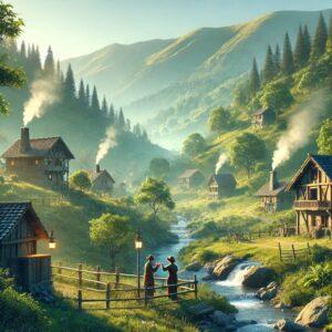 Scenic view of the whistling village of France in the Pyrenees Mountains.