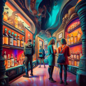 Visitors exploring exhibits at the Unusual Museum of Vodka in Estonia
