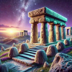 3D render of Malta's megalithic temples in a fantasy style