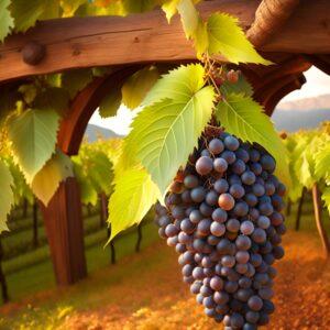 Ancient, fruitful world's oldest vine in sunny Maribor, Slovenia.