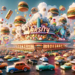 The Varsity in a fantasy 3D world, with vibrant details and imaginative setting.