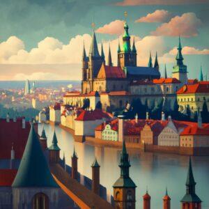 Prague Castle, the World's Largest Ancient Castle, overlooking the Vltava River.