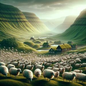 Enchanting 3D view of Faroe Islands with more sheep than people in a mystical setting