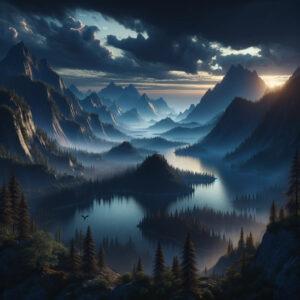 Enigmatic Montenegro landscape in dark fantasy style depicting its wild beauty