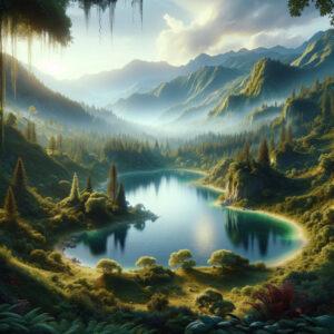 Enchanting 3D view of Nameless Lake North Macedonia surrounded by greenery